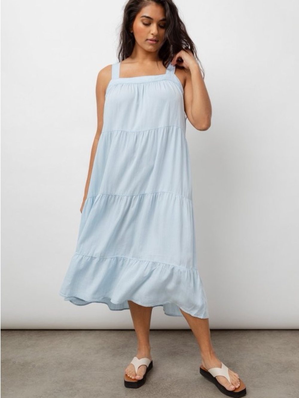 Rails Light Blue Tiered Midi Dress